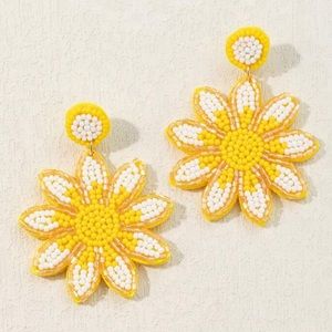New. White, sunflower earrings